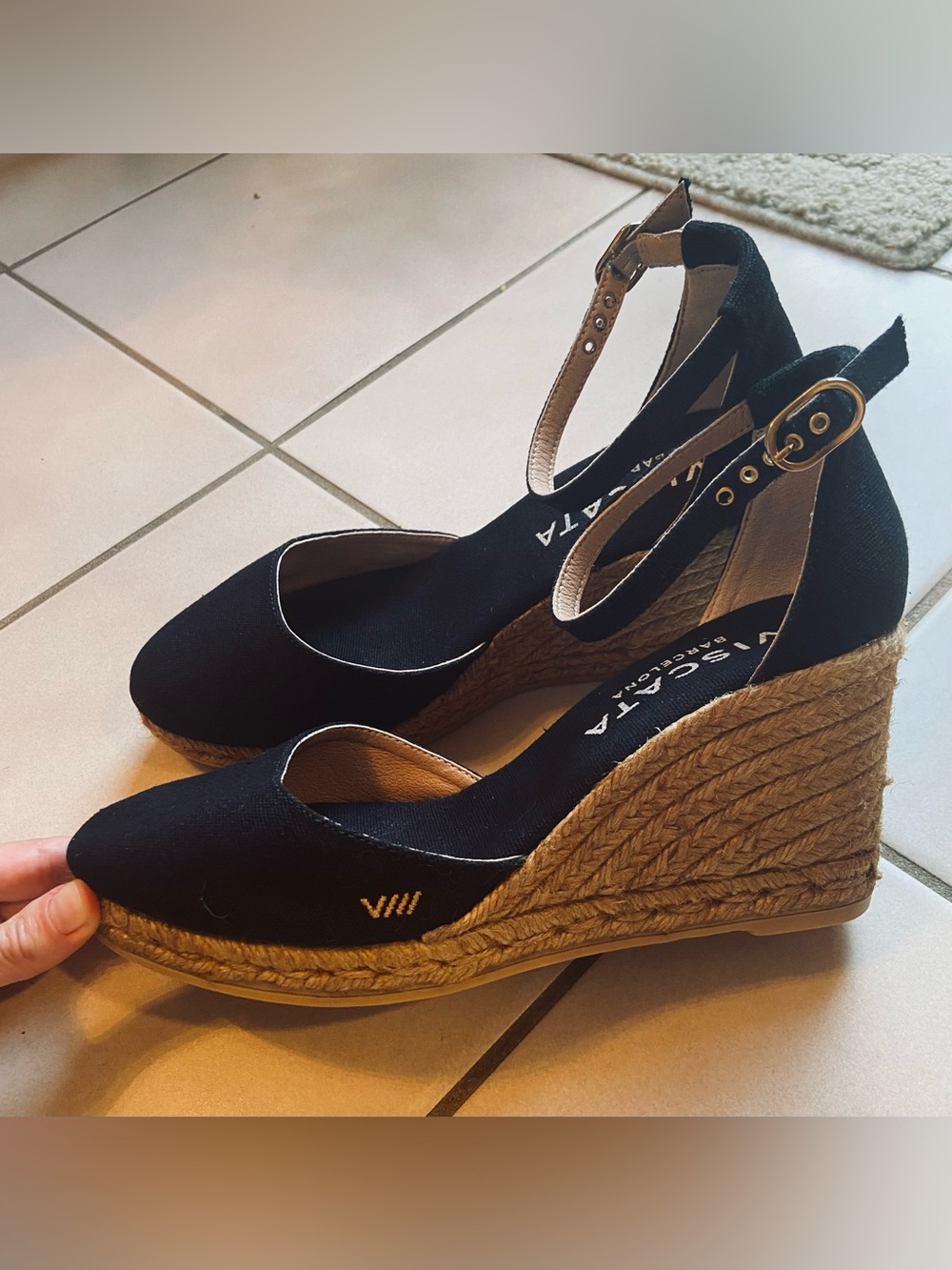 VISCATA Canvas Espadrille Wedge - Black - Picture 4 of 8